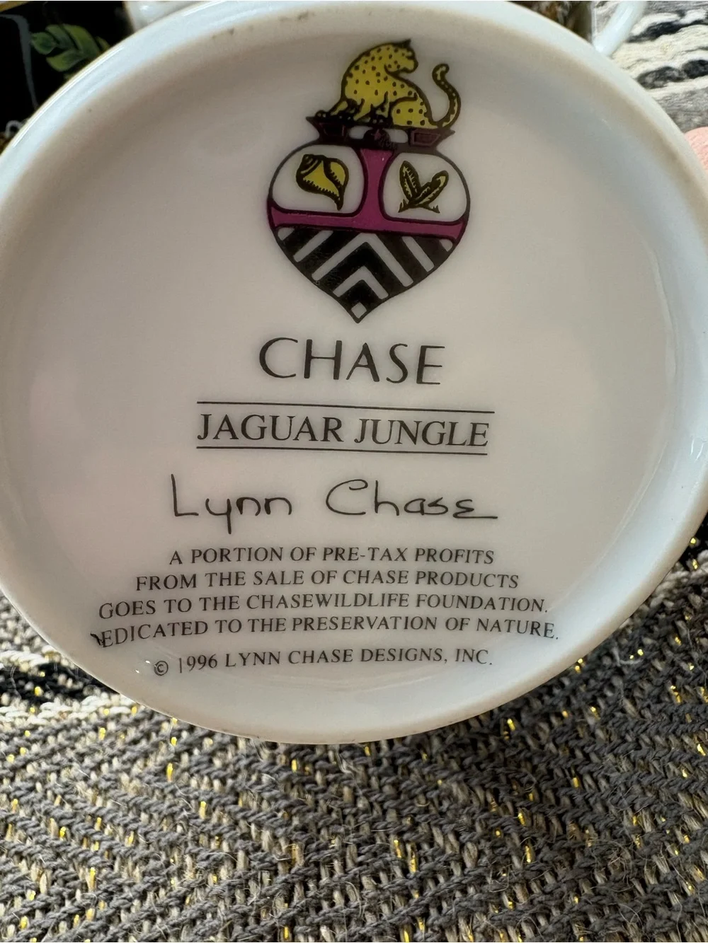 Lynn Chase “Jaguar Jungle” Porcelain Mugs – Set of 6 – Brand New